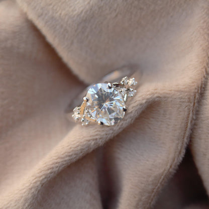 Sterling Silver Moissanite Ring, Statement Oval Cut Ring, Luxurious White Moissanite Jewelry, Cocktail Party Wear Ring, Graduation Gift