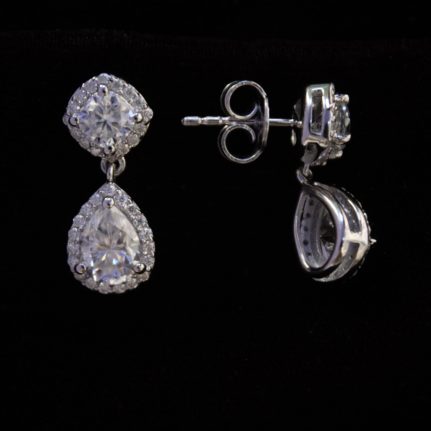 Teardrop Moissanite 925Sterling Silver Earring, Solitaire Halo Dangle Earrings for Bride, Classic Moissanite Jewelry, Perfect for Engagement