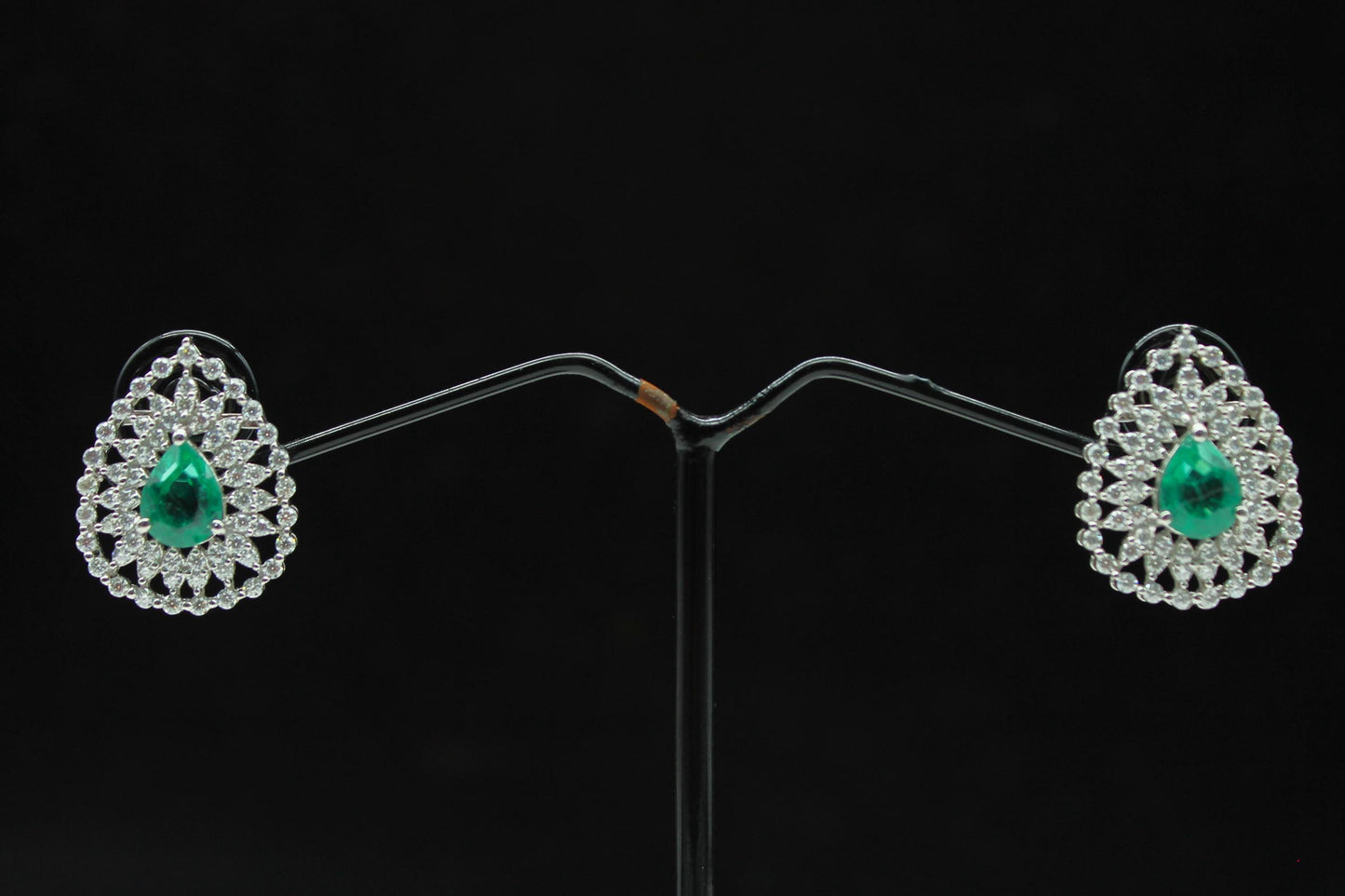 Emerald & Moissanite Necklace Earrings Set, 925 Sterling Silver Necklace, Anniversary Gift, Designer Jewelry, Wedding Necklace Set for Bride