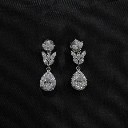 Colorless Moissanite Drop Earrings, 925 Sterling Silver Push Back Earrings, Earrings for Bride, Silver Wedding Jewelry, Perfect Gift for Her