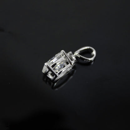 Oval Moissanite Silver Pendant, Solitaire White Stone Pendant, 925 Sterling Silver Sparkling Pendant, Classic Silver Pendant Jewelry for Her