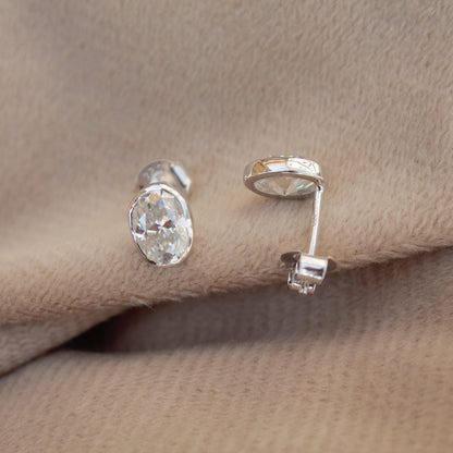 Minimalist Oval Cut Moissanite Stone Stud Earrings, 925 Sterling Silver Earrings, Lightweight Moissanite Stud Earring, Perfect Gift for Wife