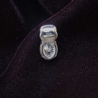 925 Sterling Silver Oval Cut Moissanite Pendant, Dainty Silver Pendant, White Moissanite Solitaire Pendant, Prong Setting Pendant for Chain