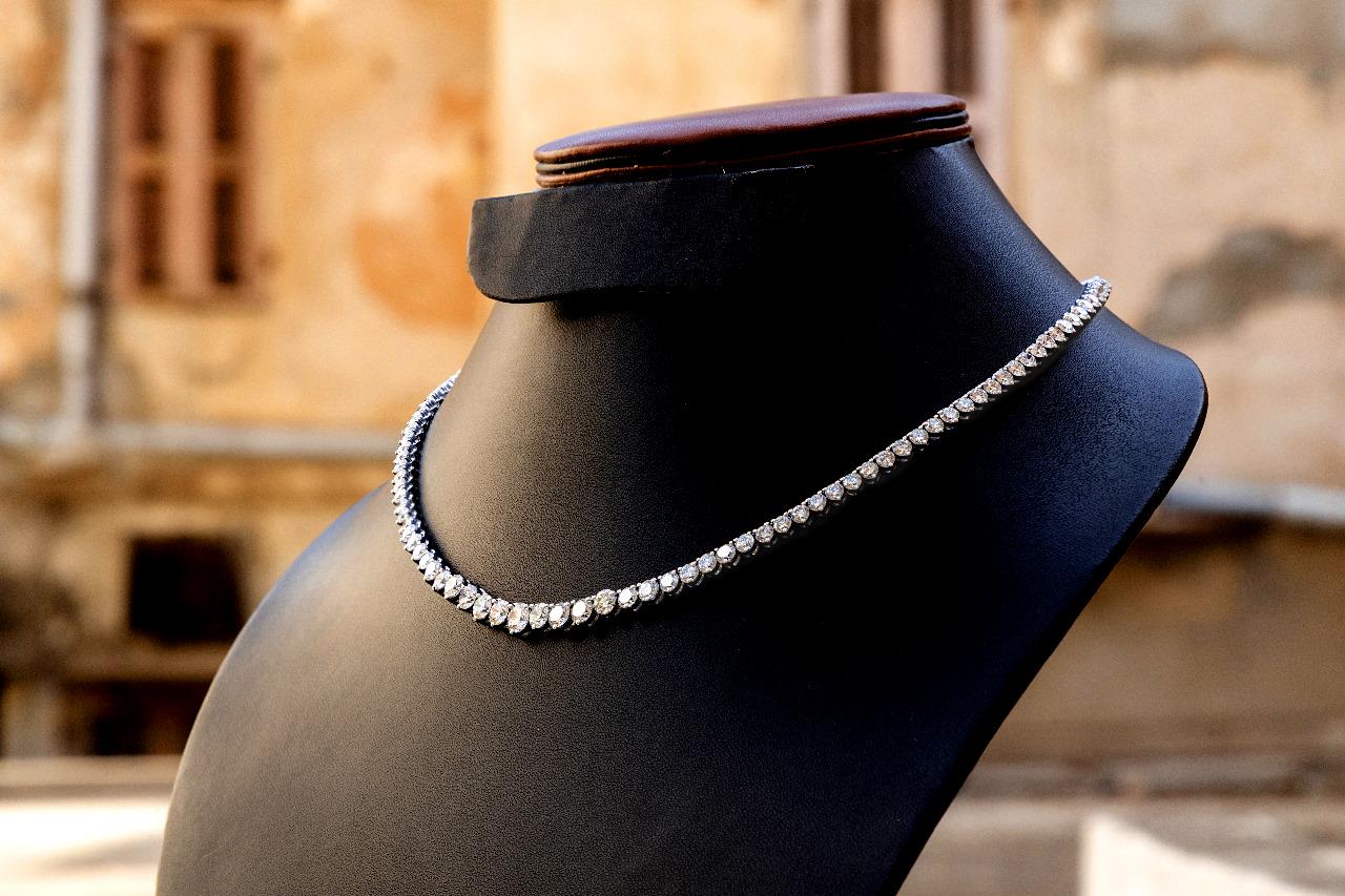 Lab Diamond Tennis Necklace, 16-20 Tcw Graduation Necklace, Infinity Diamond Chain, Three Prong Necklace, Statement Jewelry Bridal Gifts