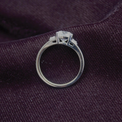 White Moissanite Cushion Cut Ring, Prong Set Ring for Her, 925 Sterling Silver Minimalist Ring, Handmade Ring for Men and Women, Dainty Ring