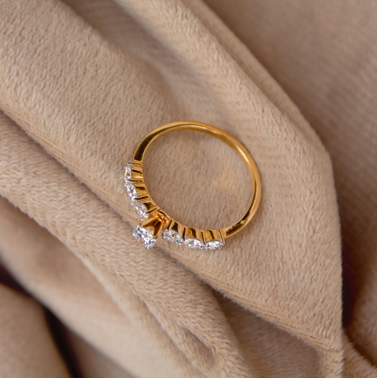 Lab Grown Diamond Minimalist Ring, US 7 Ring, 14K Yellow Gold Anniversary Ring, Stackable Ring for Women, Real Gold Jewelry, Ready to Ship