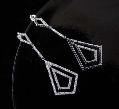 Stud Dangle Moissanite Earrings for Women, 925 Sterling Silver Long Earrings, Round Stone Earrings, White Moissanite Wedding Bridal Jewelry