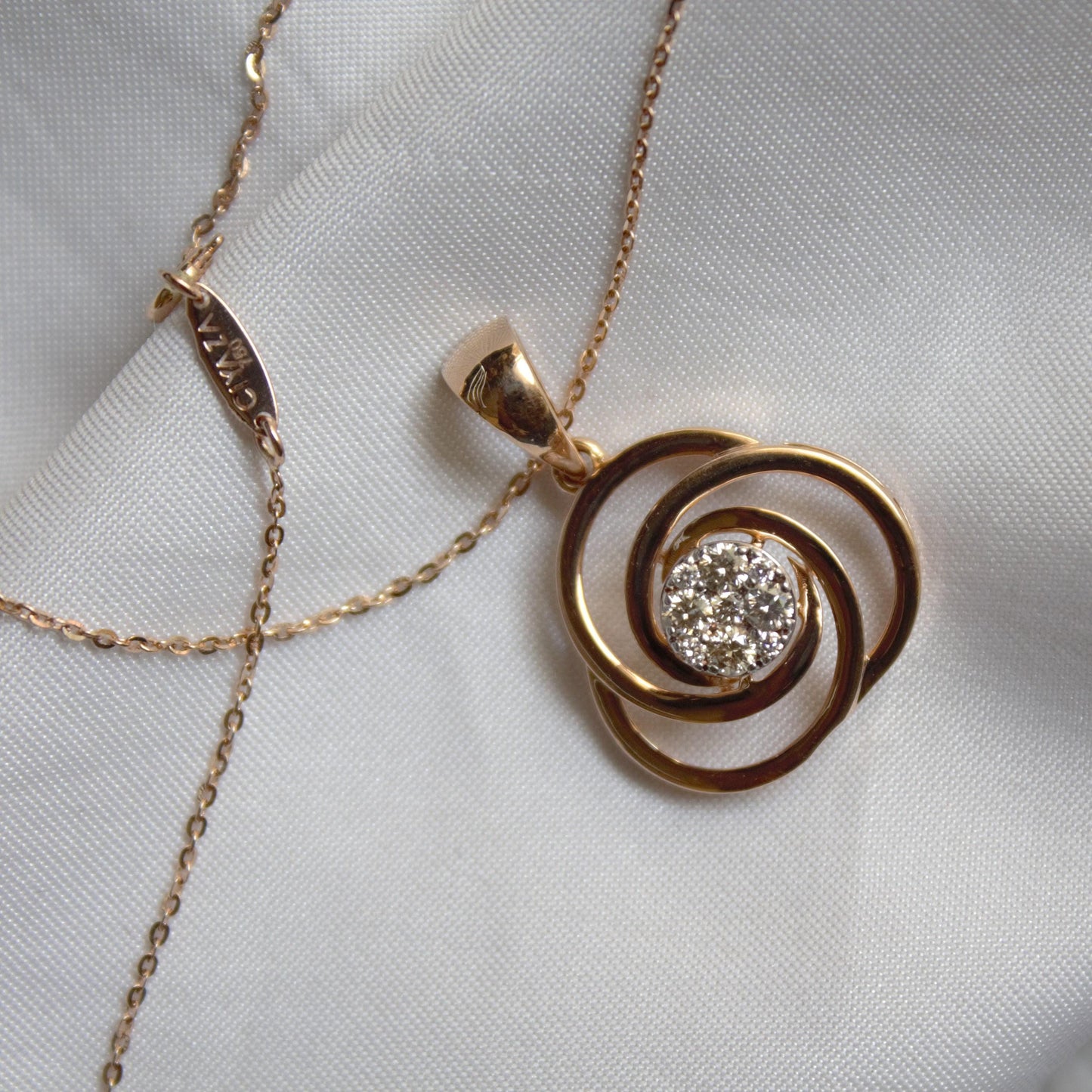 Real Diamond Solitaire Necklace Set, Round Cut Pendant with Stud Earrings,18k Rose Gold Charm Pendant, Tiny Stud Earrings, Gift for Daughter