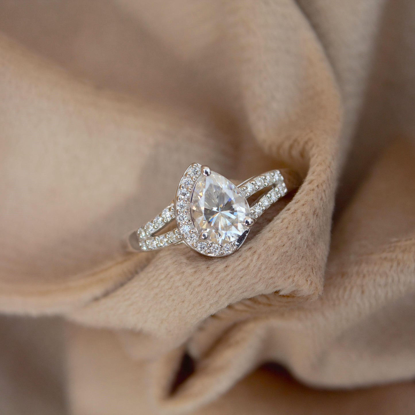 Pear Cut Moissanite Ring, 925 Sterling Silver Statement Ring, Handmade Designer Ring for Her, Vintage Style Bridal Jewelry, Birthday Gift