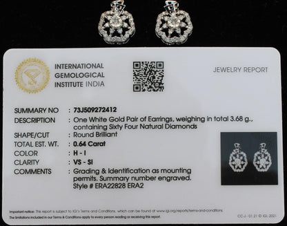 Real Diamond Jewelry Set For Her, IGI Certified Diamond Necklace with Earrings, White Gold Floral Necklace Earring Set, Gift For Special One