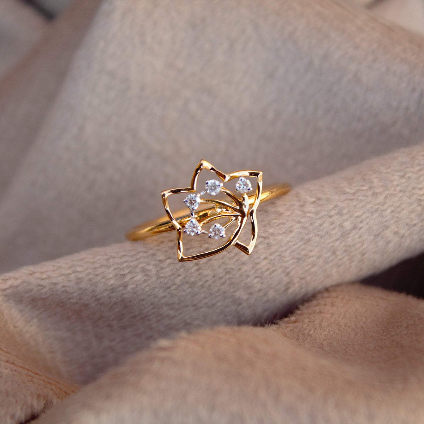 7 US Gold Ring, IGI Certified Diamond Jewelry, 0.08 Carat Natural Diamonds With IGI Certified Diamond Jewelry, Delicate Gold Ring For Gift