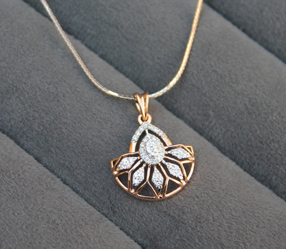 Real Diamond Necklace Earrings Set, 18K Gold Bridal Jewelry Set, Lightweight Gold Jewelry, Diamond Pendant with Chain, Gold Stud Earrings