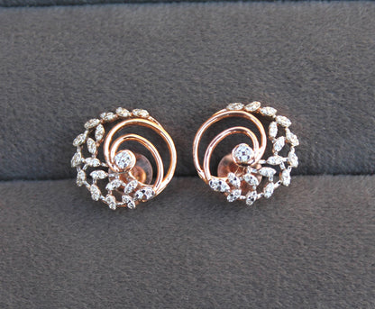 Rose Gold Necklace Earrings Set, Bridal Wedding Jewelry Set, 18k Solid Gold Necklace with Earrings, IGI Certified Natural Diamond Jewelry