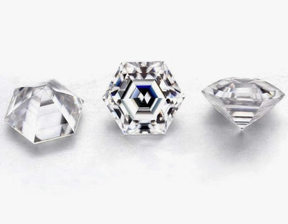 3 Carat Hexagon Cut Moissanite Stone, D Color VVS1 Moissanite Stone with GRA Certificate- All Sizes Available- Perfect for Customize Jewelry