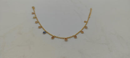 Multi Sapphire Charm Necklace, Rainbow Sapphire Jewelry, 925 Sterling Silver Necklace, Handmade Necklace for Bride, Minimalist Necklace