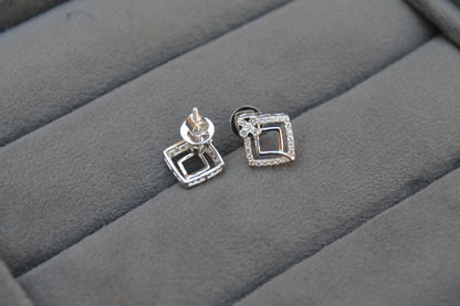 Diamond Gold Necklace with Earrings, 18K Gold Jewelry Set, Designer Gold Jewelry, Real Diamond Pendant with Chain and Stud Earrings Set