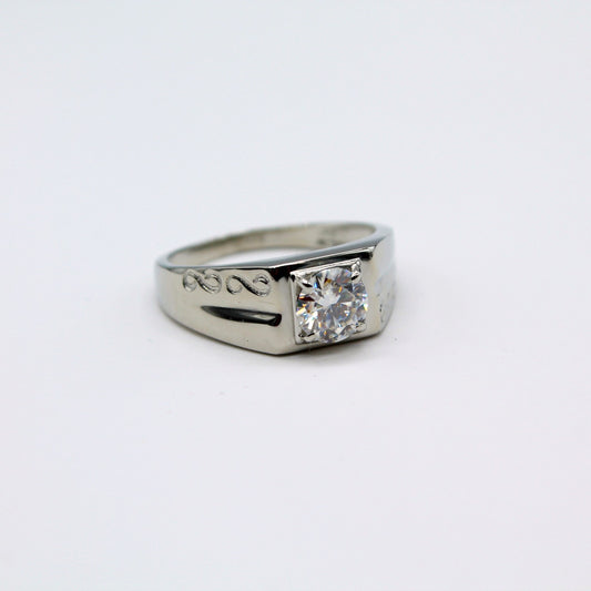 925 Sterling Silver Ring for Men, Moissanite Engagement Ring for Groom, 6 MM Round Moissanite Jewelry, Silver Vintage Gift For Boyfriend