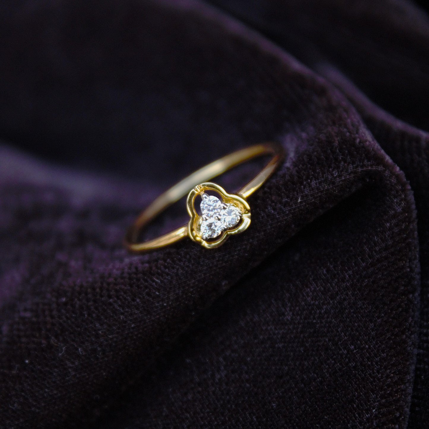 H- I Color With VS - SI Clarity Natural Diamonds, Lightweight Three Stone Gold Ring, 18K Solid Gold With Natural Diamond Ring, 7US Gold Ring