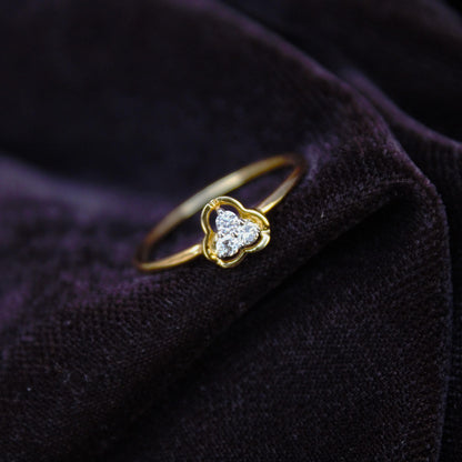 H- I Color With VS - SI Clarity Natural Diamonds, Lightweight Three Stone Gold Ring, 18K Solid Gold With Natural Diamond Ring, 7US Gold Ring