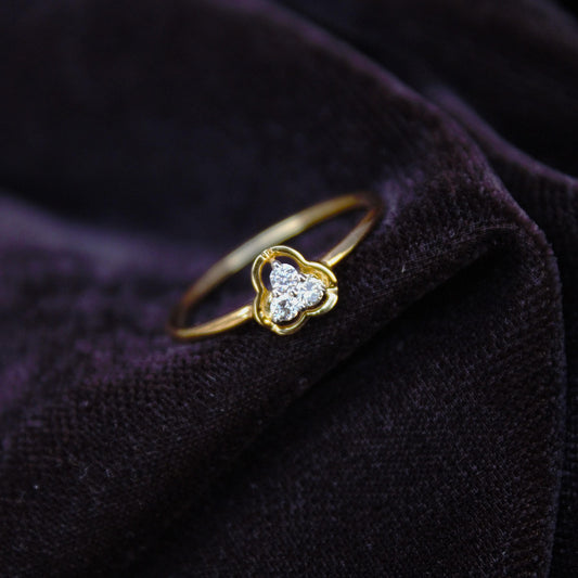 H- I Color With VS - SI Clarity Natural Diamonds, Lightweight Three Stone Gold Ring, 18K Solid Gold With Natural Diamond Ring, 7US Gold Ring