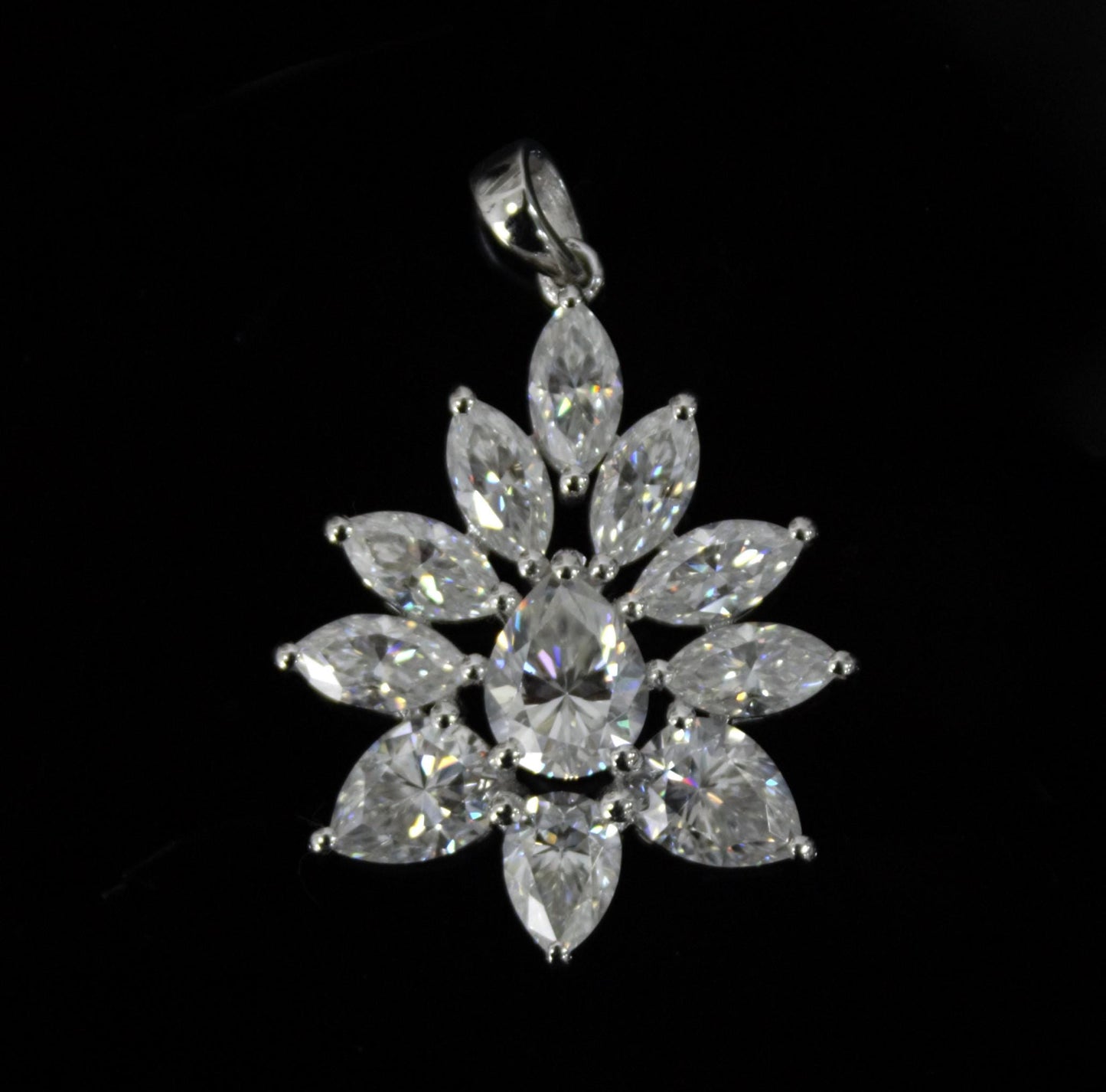 Solid 925 Sterling Silver Moissanite Pendant for Chain, Designer Jewelry for Her, Marquise and Pear Cut Stone Pendant Prefect Holiday Gift