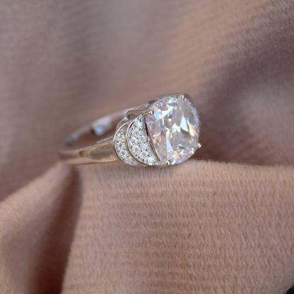 Unique Style Moissanite Elongated Cushion Ring, Designer Cushion Cut Ring, Bridal Ring, Colorless Moissanite Proposal Ring, Jewelry Gift