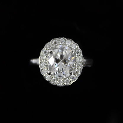 Oval Cut Moissanite Ring in 925 Sterling Silver, Solitaire Wedding Ring for Bride, Vintage Style Silver Jewelry, Travel Jewelry for Women