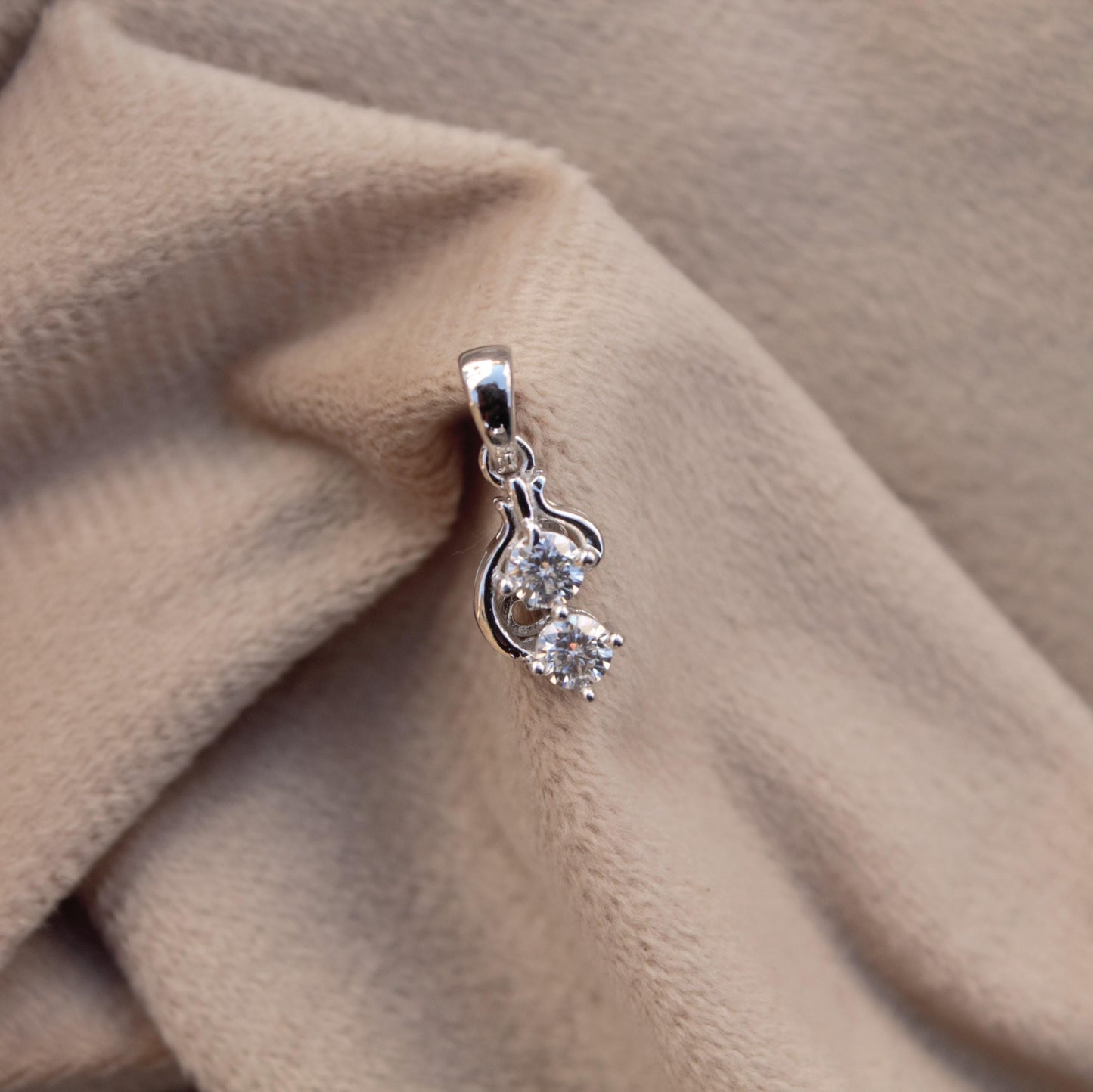 Colorless Moissanite 925 Sterling Silver Charm Pendant, Round Cut Designer Pendant, Silver Minimalist Jewelry, Birthday Gift for Women