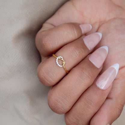 Natural Diamond Gold Knot Ring, Elegant Gold Ring, H - I Color With SI Clarity Natural Diamonds Stacking Ring, Propose Ring for Her