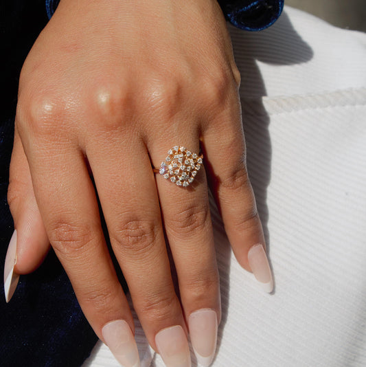 Natural Diamond Gold Ring, IGI Certified Diamond Jewelry, 18K Solid Gold Ring, Statement Gold Ring For Wife, H - I Color Diamond Gold Ring