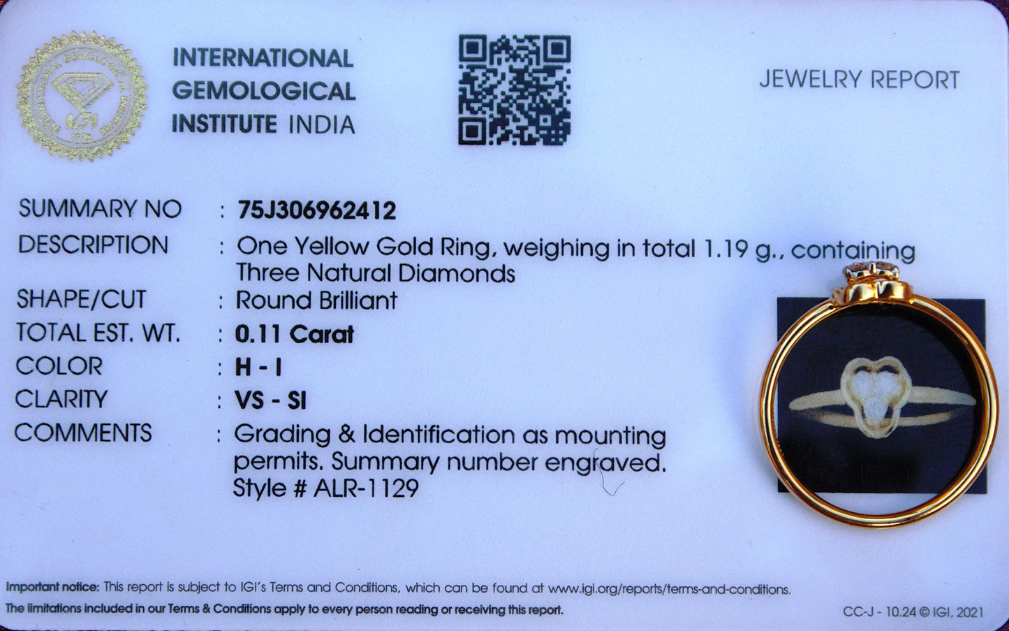 H- I Color With VS - SI Clarity Natural Diamonds, Lightweight Three Stone Gold Ring, 18K Solid Gold With Natural Diamond Ring, 7US Gold Ring