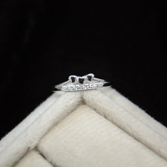 Mini Heart 925 Silver Ring, Cubic Zirconia Sterling Silver Ring, Daily Wear Silver Jewelry, 1 gram Lightweight Tiny Heart Ring for Daughter