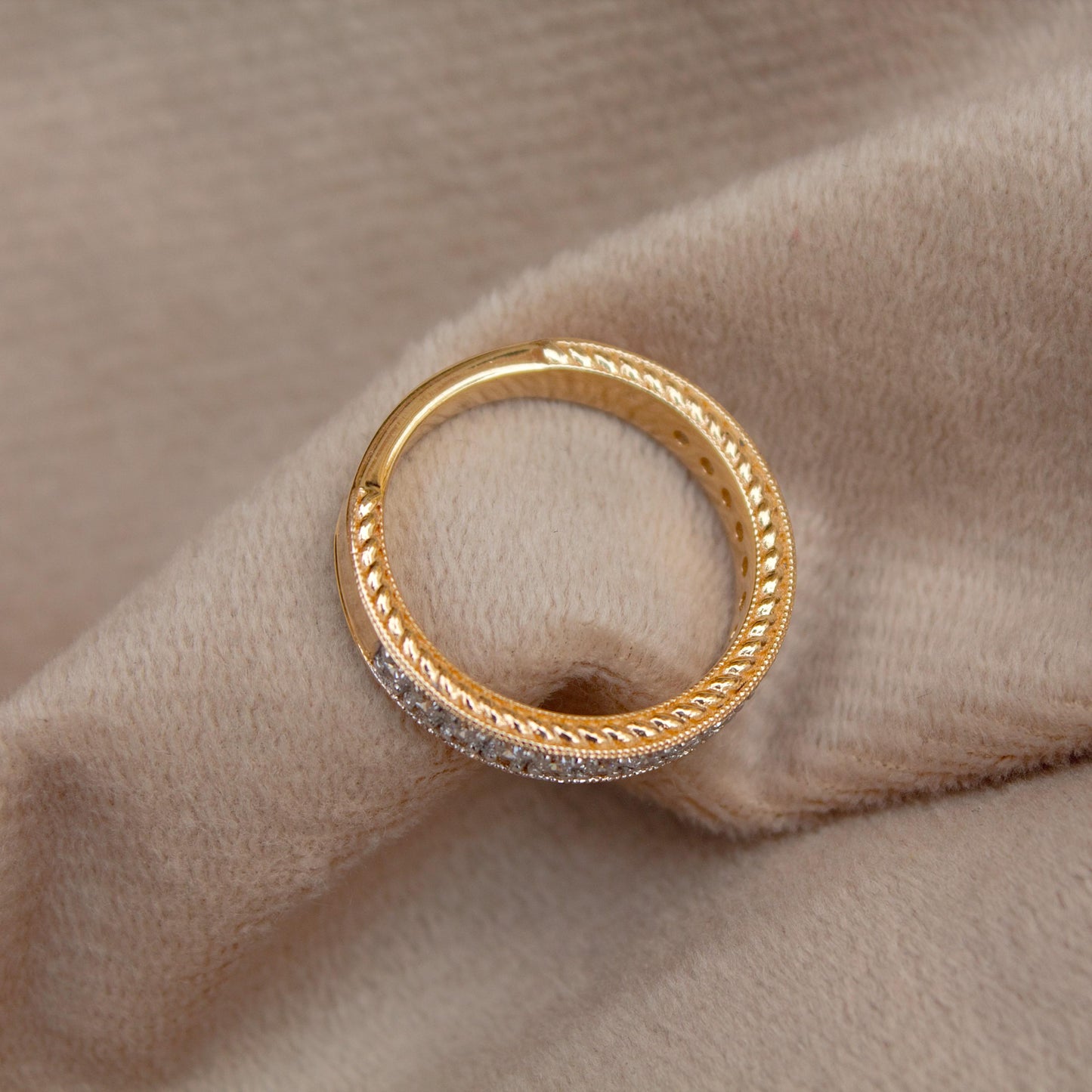 14k Solid Gold Half Eternity Band, Lab Grown Diamond Wedding Ring, US 7 Stackable Halfway Ring, 50 Pointer Diamond Gold Band Gift for Women