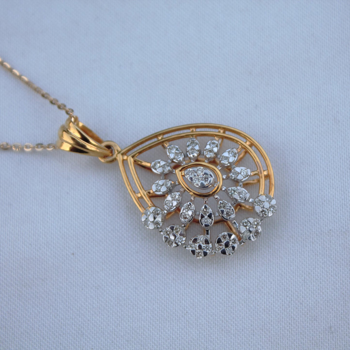 Pear Shape Natural Diamond Pendant with Chain, Handmade Designer Pendant, 18k Solid Gold Solitaire Lightweight Pendant for Graduation Gift