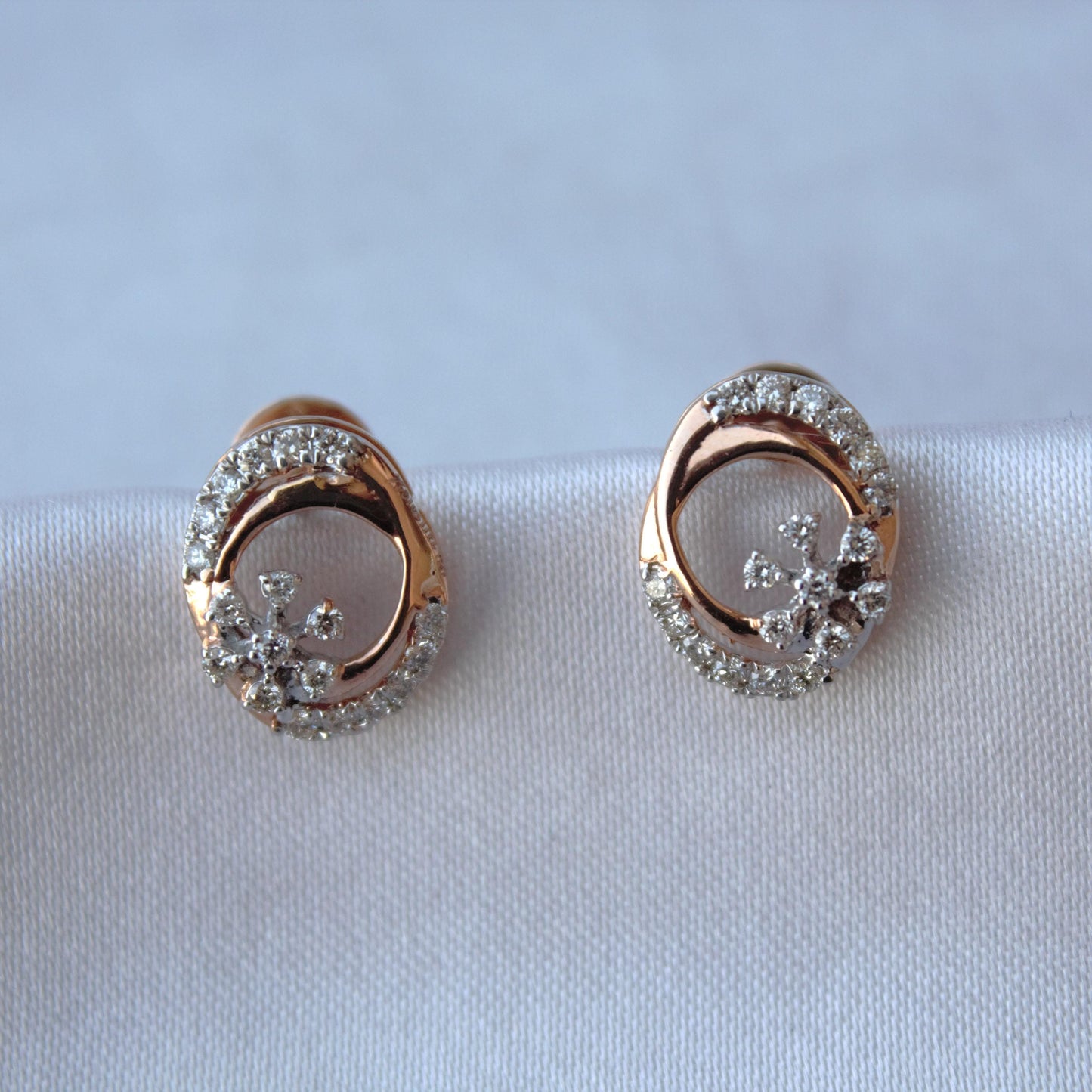 IGI Certified Diamond Gold Jewelry Set, 18k Rose Gold Pendant Necklace with Stud Earrings, Designer Gold Jewelry for Women, Wedding Gift