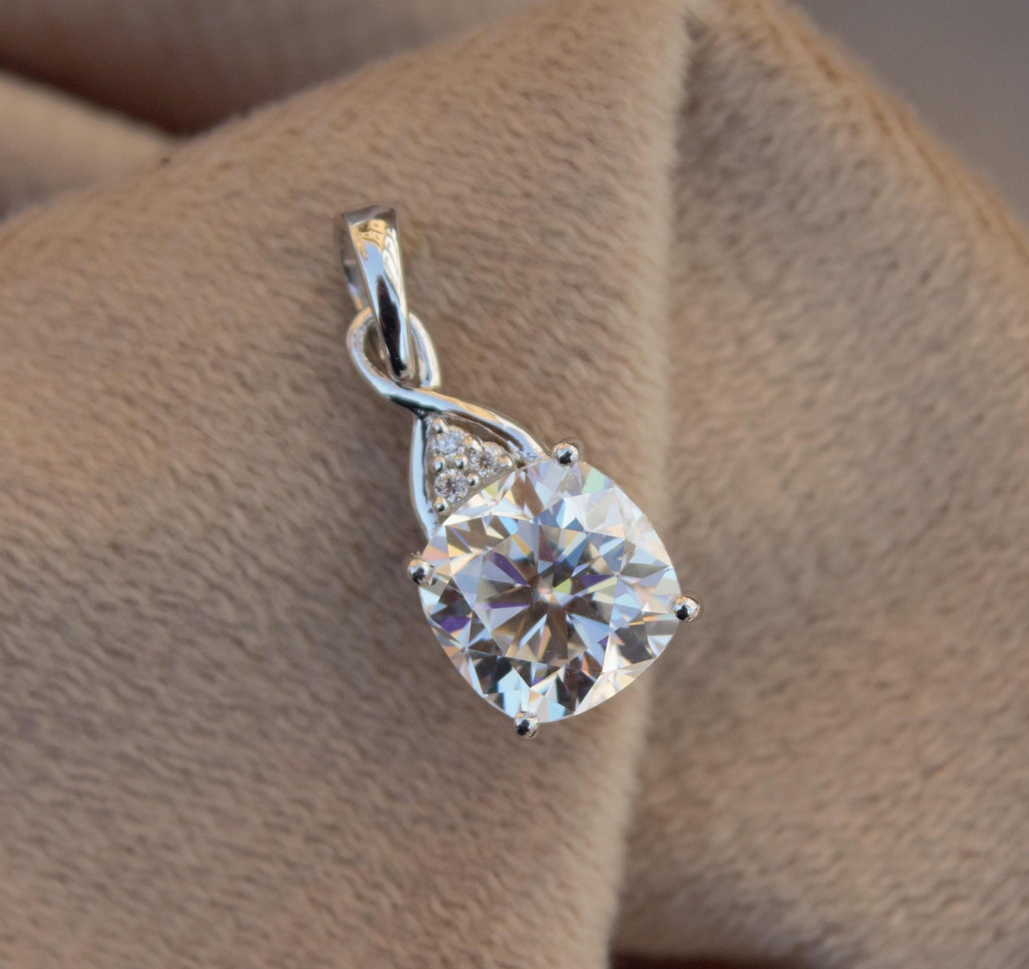 Cushion Cut Moissanite Charm Pendant, Victorian Style Pendant, Classic Solitaire Pendant For Women, 925 Sterling Silver Minimalist Pendant