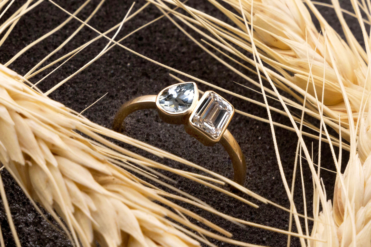 Pear and Radiant Cut Lab Created Diamond Ring, Anniversary Ring for Women, Solid14k-18k Gold Ring, FG VVS/VS Diamond Jewelry, Christmas Gift