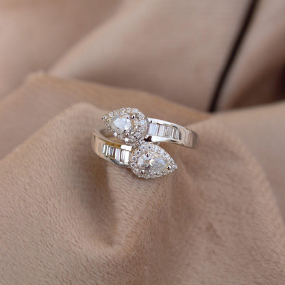 Pear Cut Moissanite Engagement Ring for Bride, 925 Sterling Silver Wedding Ring, Classic Anniversary Ring, Vintage Style Silver Ring US 6.5