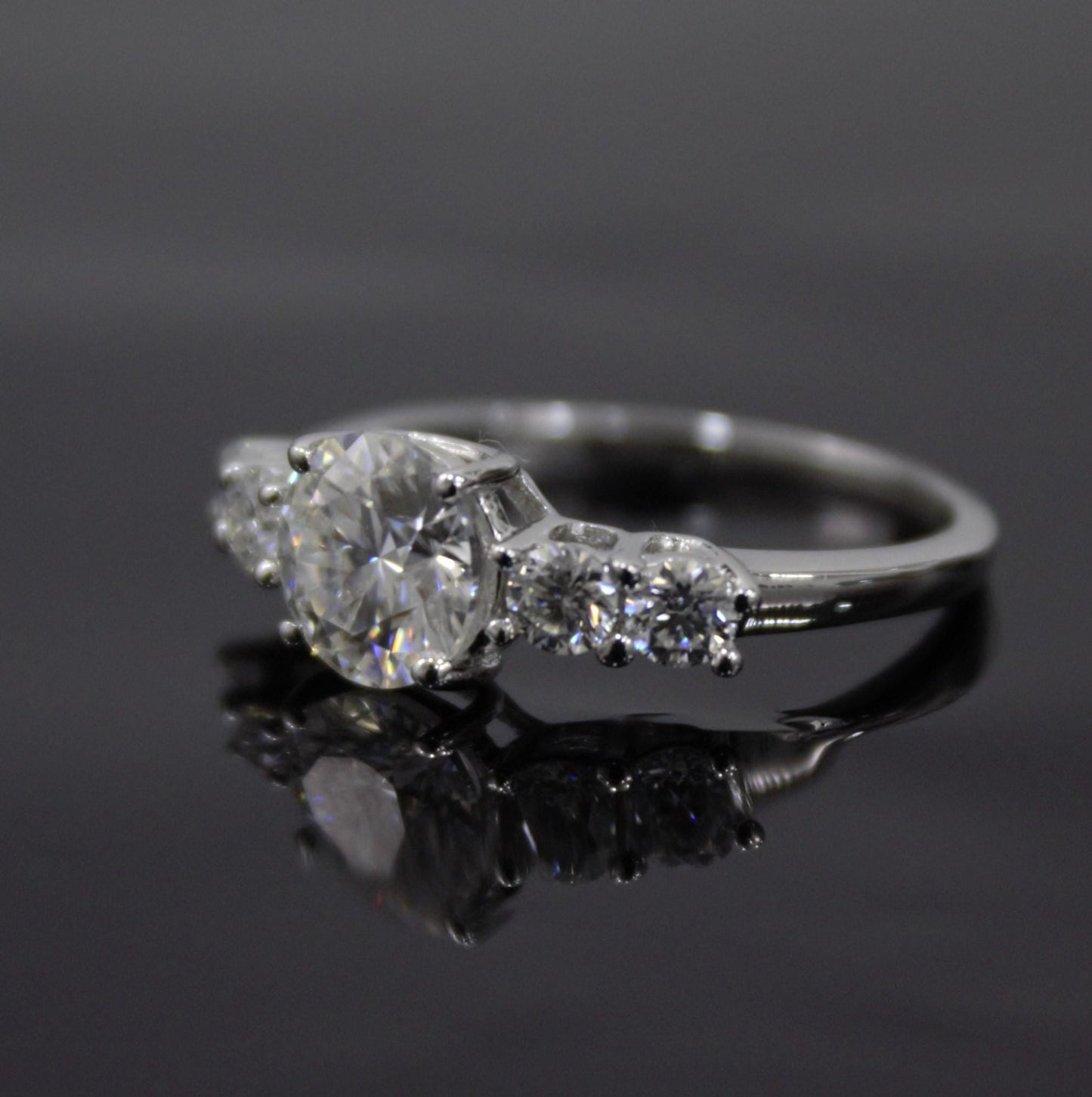 Round Cut Moissanite Ring in 925 Sterling Silver, Solitaire Silver Ring, Stackable Propose Ring, Engagement Gift for Bride, Statement Ring