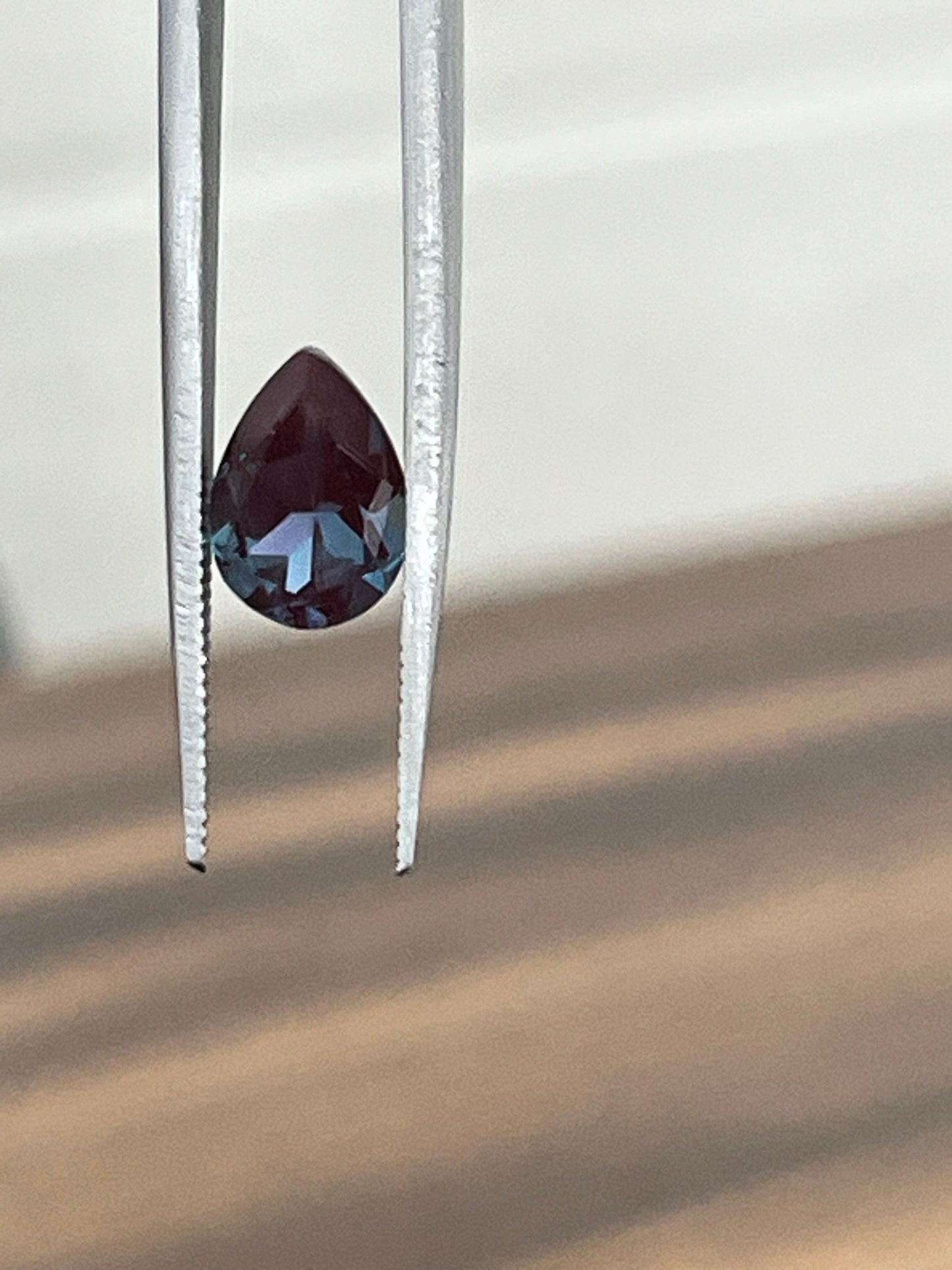 Color Changing Lab-Created Alexandrite Stone, Pear Cut Stone for Jewelry Making, 3X4mm to 10X14mm Sizes Available, Faceted Loose Stones