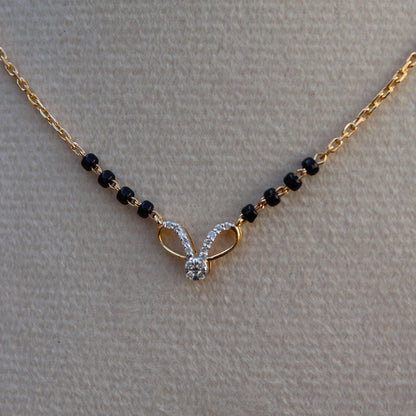 14K Solid Gold Mangalsutra, 0.07 Carat Natural Diamond Mangalsutra For Wedding, Designer Lightweight Diamond Mangalsutra, Minimalist Jewelry