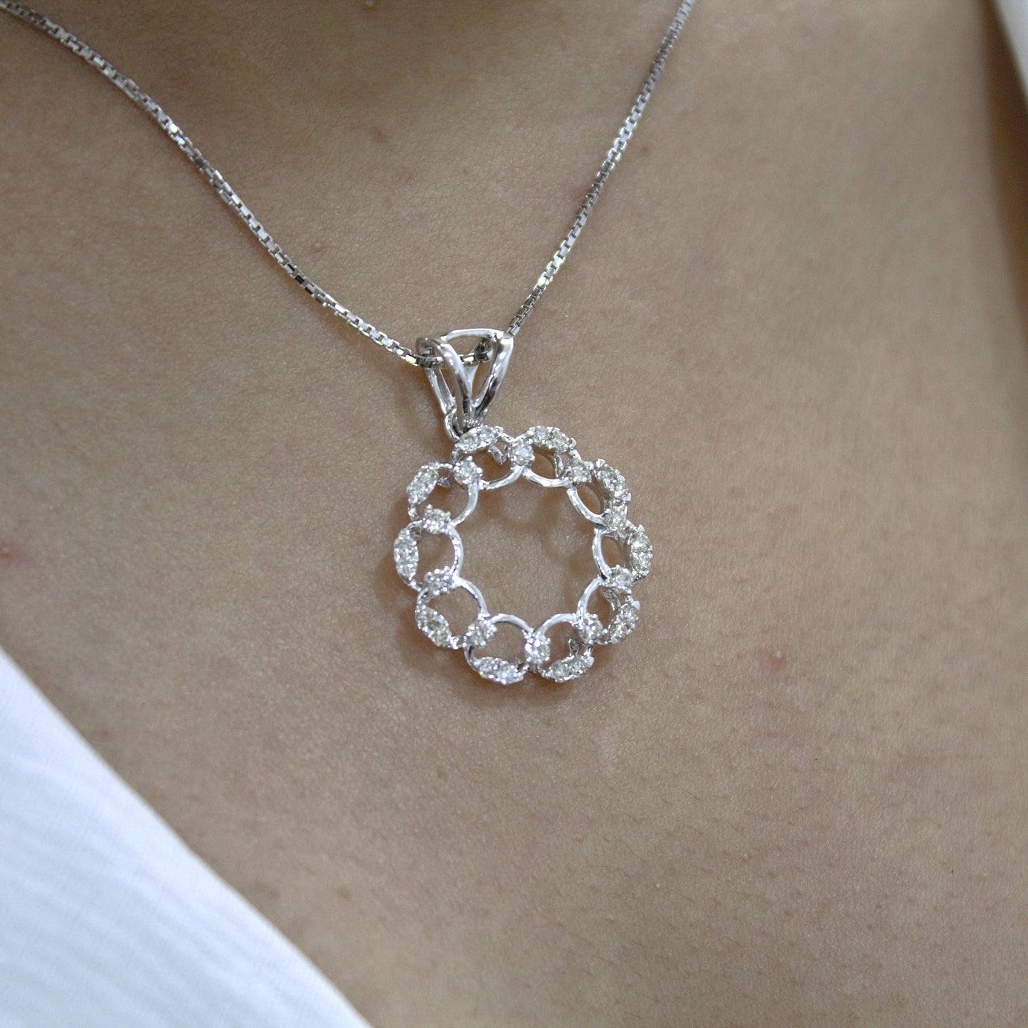 Diamond Jewelry Set in Solid 18k White Gold, Minimalist Pendant Necklace with Stud Earrings, IGI Certified Jewelry, Perfect Gift for Bride