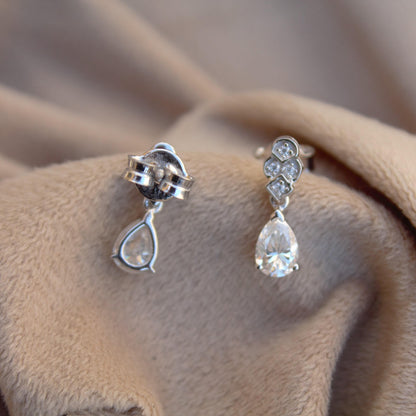 Pear Drop & Dangle Earrings, Moissanite Silver Earrings, Push Back Silver Earrings With 925 Stamped, Moissanite Lightweight Dangle Earrings