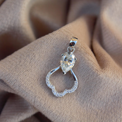 White Moissanite Pendant in 925 Sterling Silver, Designer Silver Pendant for Chain, White Stone Dainty Pendant, Silver Charm Pendant Jewelry