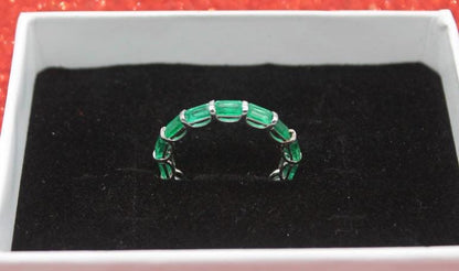 Natural Emerald Eternity Band,14K-18K Solid Gold Ring, Customizable Ring, Engagement Band for Her, Statement Wedding Ring, Green Stone Ring