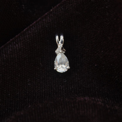 Teardrop Prong Set Moissanite Pendant, 925 Sterling Silver Handmade Pendant, Pear Cut Pendant for Chain, Minimalist Pendant for Bridesmaids