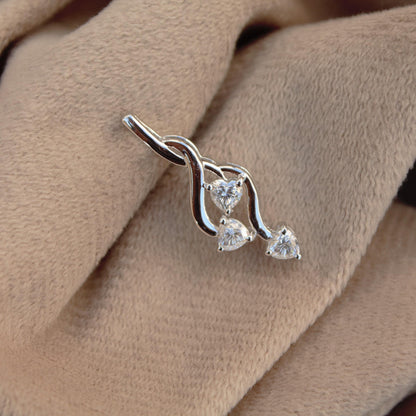 Solid 925 Sterling Silver Dainty Moissanite Pendant for Chain, Heart Cut Moissanite Jewelry, Three Stone Pendant, Engagement Gift for Bride
