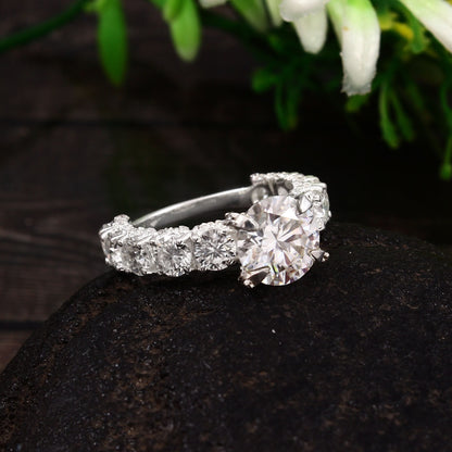 Round Moissanite Ring, Prong Setting Gold Ring, Moissanite Handmade Jewelry, Simulated Diamond Solitaire Ring, Anniversary Gift For Love