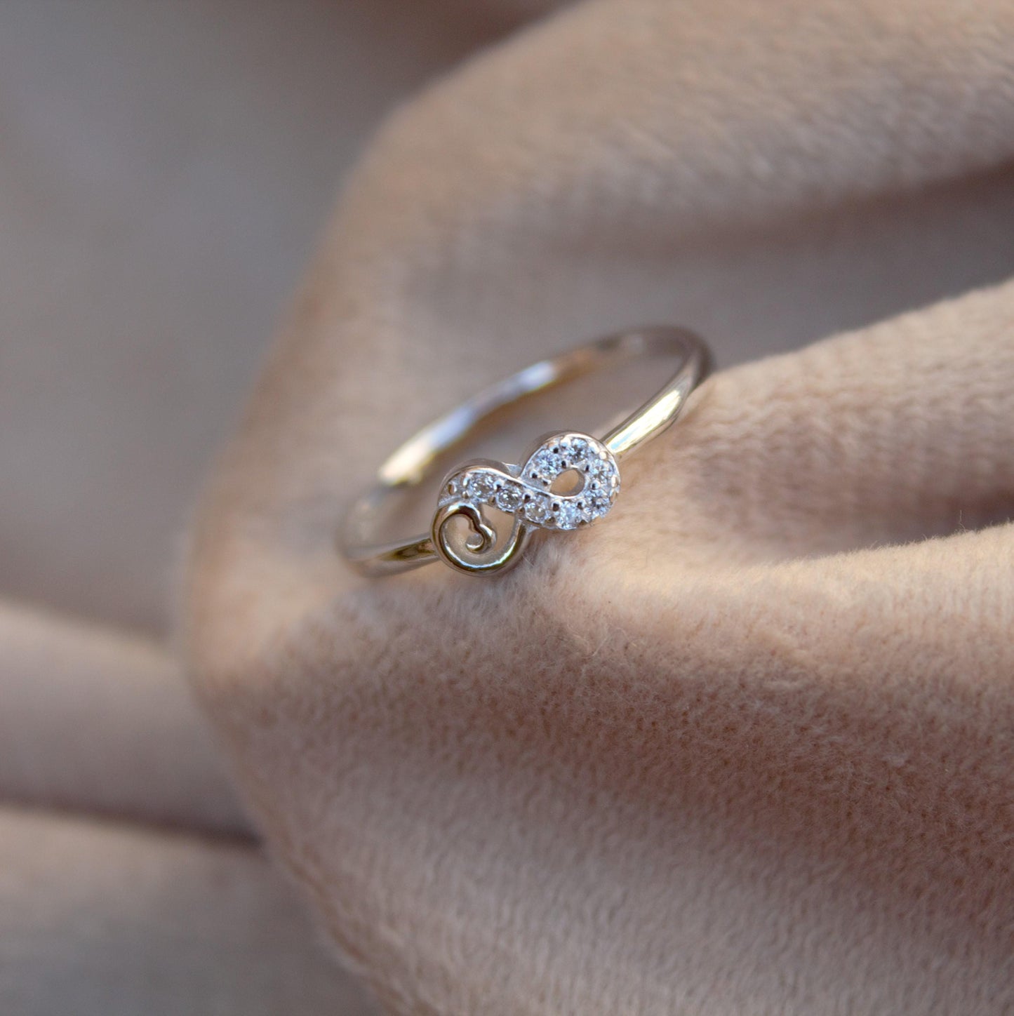 Dainty Thin Cubic Zirconia Silver Ring, 925Sterling Silver Minimalist Ring, Lightweight Silver Ring for Girls, Stacking Ring, Silver CZ Ring