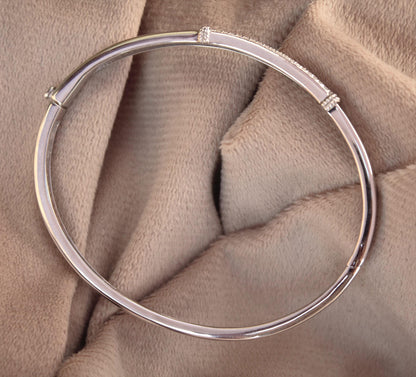 Classic Moissanite Cuff Bracelet, Solid 925 Sterling Silver Hinged Bracelet, Statement Cuff Bangle for Men and Women, Best Anniversary Gift